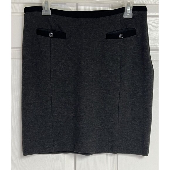 Willi Smith SZ 8 Viscose Blend Skirt Straight Black Gray Pockets Side Zip - Picture 1 of 6
